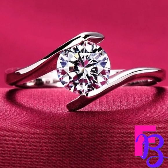FingerBlingers Jewelry - Sterling Silver 1.3 CT Wave Engagement Ring